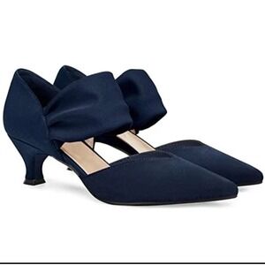 Coutgo Womens Low Kitten Heel Dress Shoes Pointed Toe Slip on Ankle Strap Sz 10